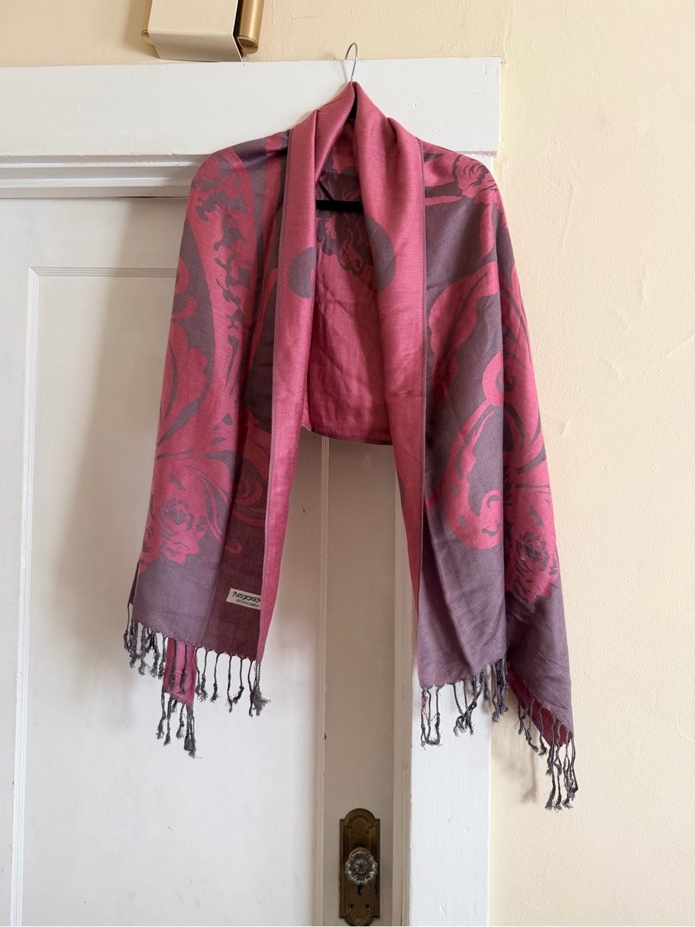 pashmina Rose Pink & Gray Floral Pashmina Wrap